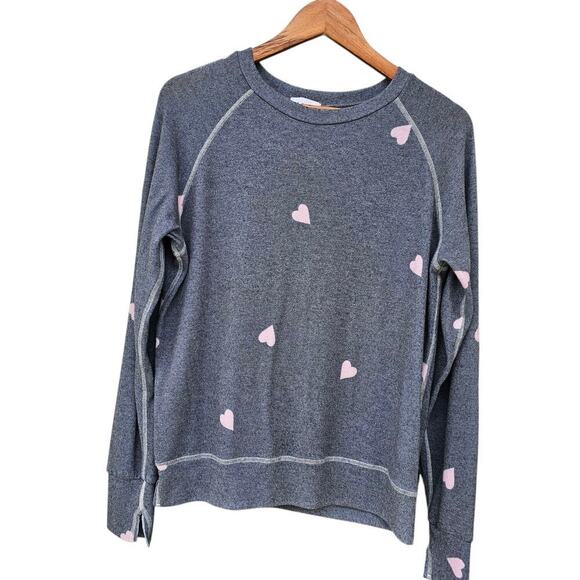 LNA Brushed Hearts Raglan Pullover Sweater Top Grey Size S - Picture 3 of 7